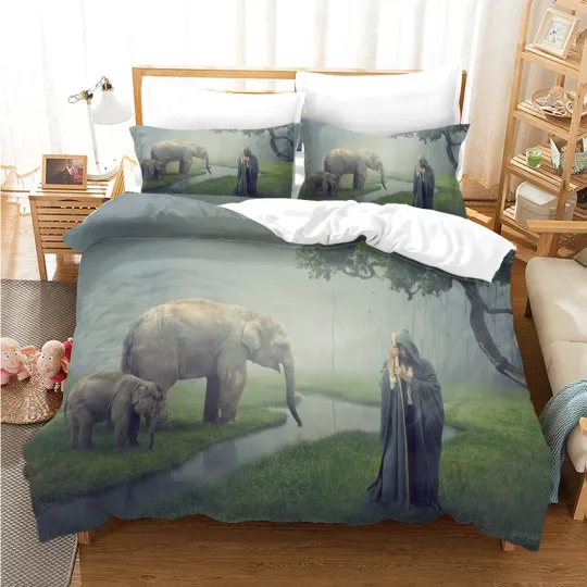 Discover 3D Elephant Forest Quilt Cover Set Bedding Sets Pillowcases