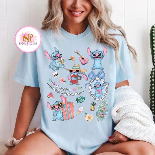 Discover Disneyyy Coquette Bows Watercolor Lilo & Stitchh Shirt, Disneyyy Family Matching