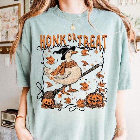 Discover Honk or Treat Halloween Goose Shirt, Funny Witch Halloween Goose Shirt