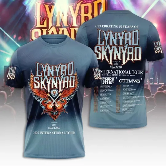 Discover Lynyrd Skynyrd 50 Years 2025 Tour 3D T-Shirt – All Over Print Fan Tee