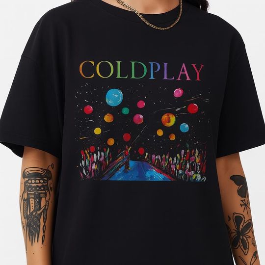Discover Coldplay Shirt, Cosmic Concert Art Tee, Gift for Music Lovers
