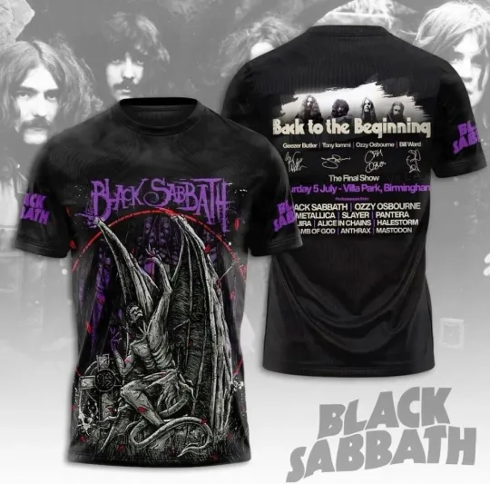 Discover Black Sabbath 3D AOP Back To The Beginning Tour 2025 T Shirt