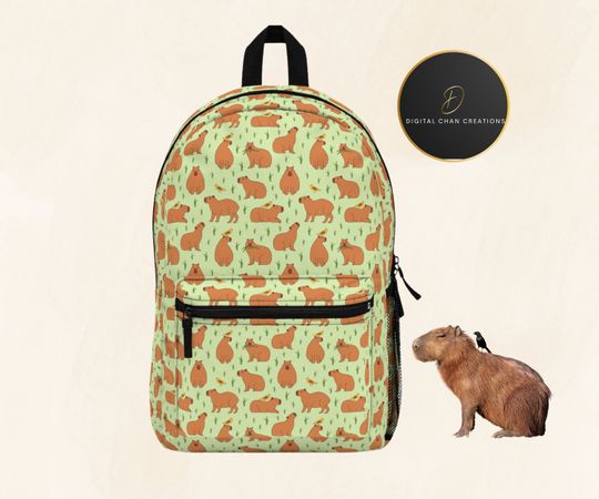 Discover Capybara Backpack, Cute Capybara Pattern School Bag, Travel Backpack, College Backpack Gift, Capybara Lover Theme Kids Backpack, Animal love