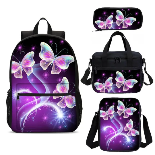 Discover Purple Butterfly Flower School Backpacks