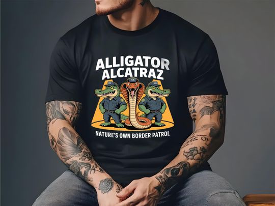 Discover Funny Alligator Alcatraz T-Shirt, Cool Gift for Croc Lovers, Unisex Graphic Tee