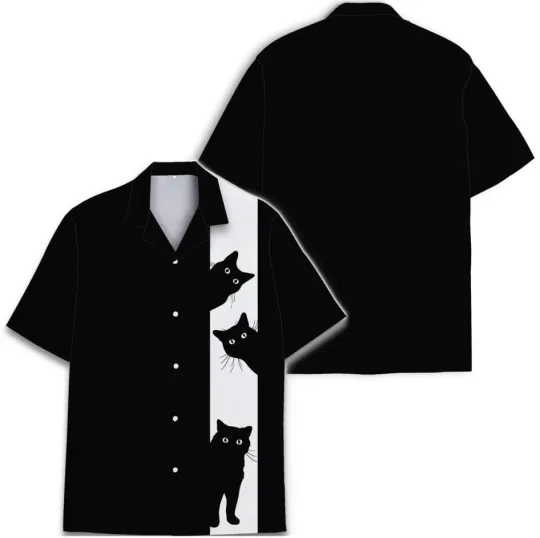 Discover Black Cat Funny Cats Hawaiian Shirt