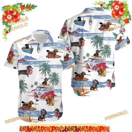 Discover Summer Dog Hawaiian Shirt, Dachshund Hawaiian Shirt 3D