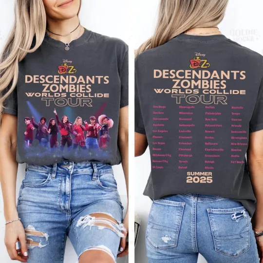 Discover Descendants Zombies World Tour 2025 Music Concert Vintage Graphic T-Shirt