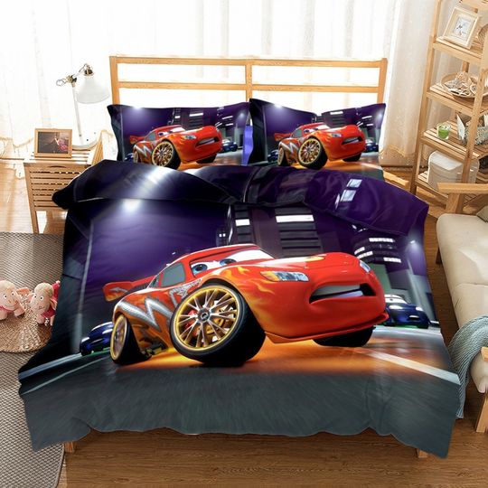 Discover Disneyyy Lightningg McQueenn Bedding Set, Cartoon carss Duvet Cover, Boy Bedclothes, Linen Gift for Kids, Lightningg McQueenn