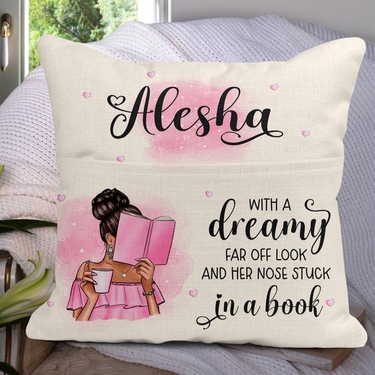 Discover With Her Nose Stuck In A Book Pocket Pillow Cushion Digital Sublimation Design - INSTANT DOWNLOAD