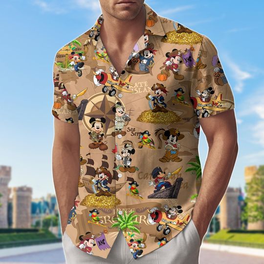 Discover Pirate Mickeyy mouse Hawaiian Shirt, Disneyyy Cruise Cartoon Treasure Map Summer