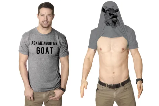Discover Mens Ask Me About My Goat T Shirt Flip Funny Farm Animal Cool Novelty Graphic