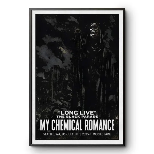 Discover Poster!! My Chemical Romance Seattle WA July 11 2025 T-Mobile Park Tour Poster