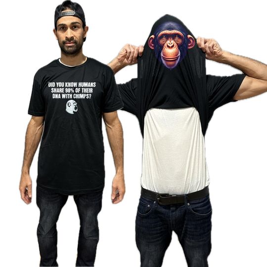 Discover Funny Chimp Flip Shirt - Humans Share 98% DNA with Chimps - Chimpanzee Flip Shirt