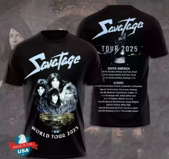 Discover Savatage World Tour 2025 AOP 3D T-shirt