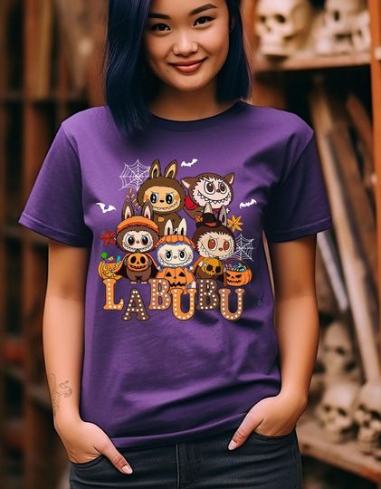 Discover Halloween Labubu Shirt Cute Spooky T-shirt for Labubu Fans Kawaii Halloween Tee Labubu T-shirt Creepy Cute Fall Shirt Cute Halloween Gift