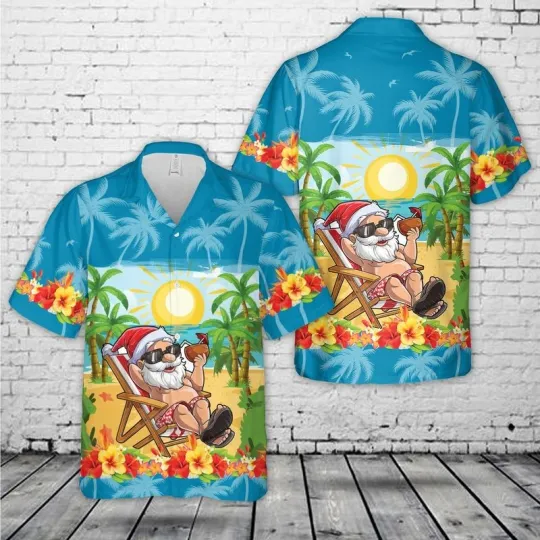 Discover Funny Santa Christmas In July Vacation Hawaiian Shirt