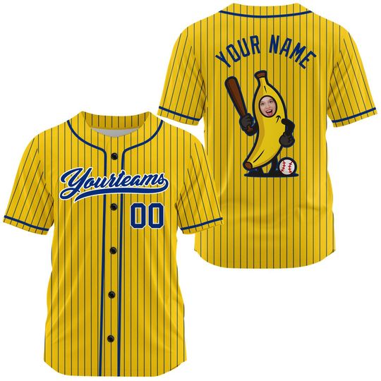 Discover Custom Photo Yellow Baseball Jersey with Blue