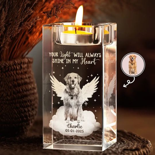 Discover Custom Photo Your Light Will Always Shine - Personalized Crystal Candle Holder