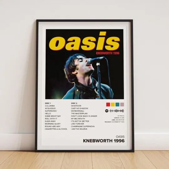 Discover Oasis Knebworth 1996 Album Cover Poster – Classic Music Wall Art 1994