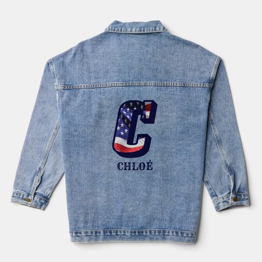 Discover American Flag Letter C Personalize Your Name Denim Jacket