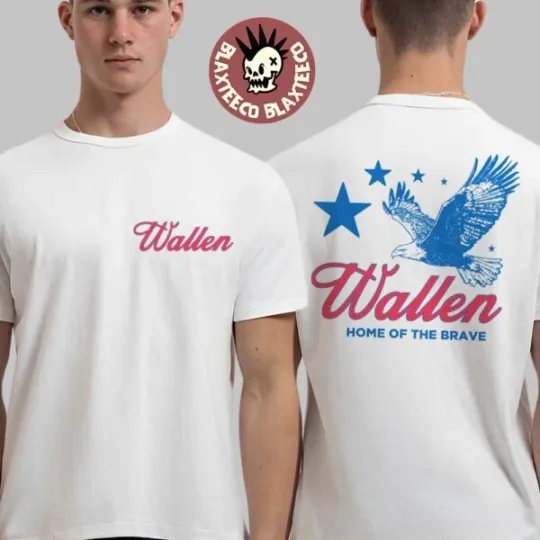 Discover Wallen Western Fourth Of July 2025 Home Of The Brave Eagle Two Sided T-Shirt
