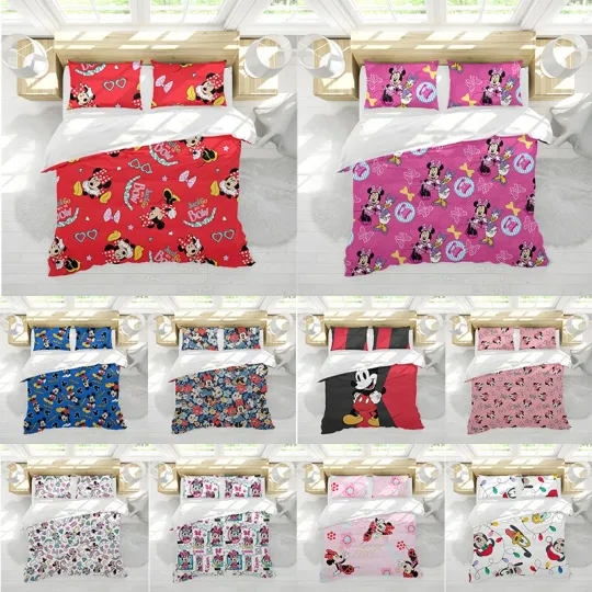 Discover Mickeyy mouse Pillowcase Cartoon Minniee Duvet Cover Bedroom Cartoon Bedding Set