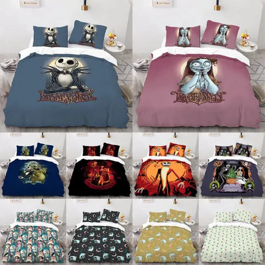 Discover Jackk Skellingtonn Duvet Cover Pillowcase Nightmare Before Christmas Bedding Set