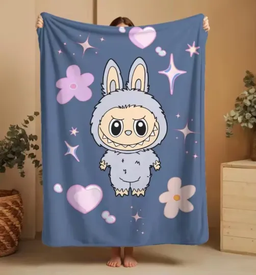 Discover Labubu Flannel Cartoon Blanket