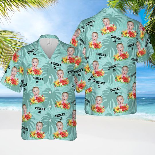 Discover Custom Name And Photo Hawaiian Shirt, Custom Face Photo Shirt, Hawaii Shirt For Family, Bachelor Party Shirt,  Birthday Party Shirt