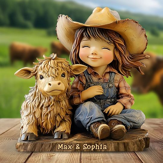 Discover Just A Girl Who Loves Highland Cows - Personalized Highland Cow Custom Shaped Acrylic Plaque
