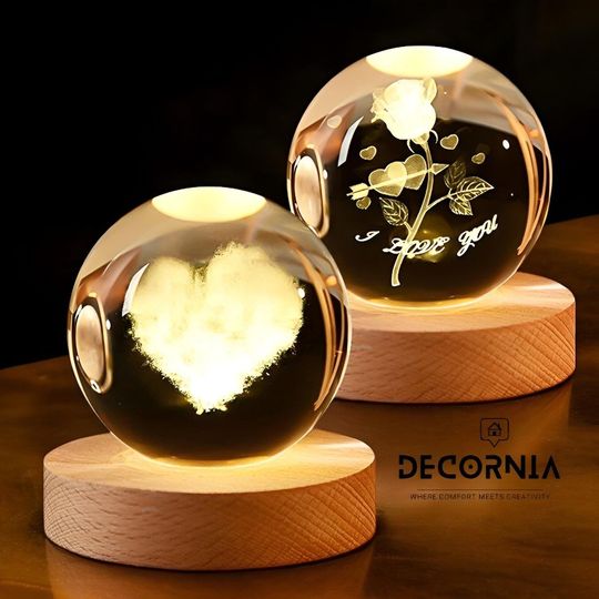 Discover Rose Crystal Ball with Laser EngravingRomantic Gift, Mother's Day Crystal Globe