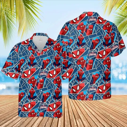 Discover spider-man Hawaiian Button Down Shirt Unisex Adults S-5xl 3D