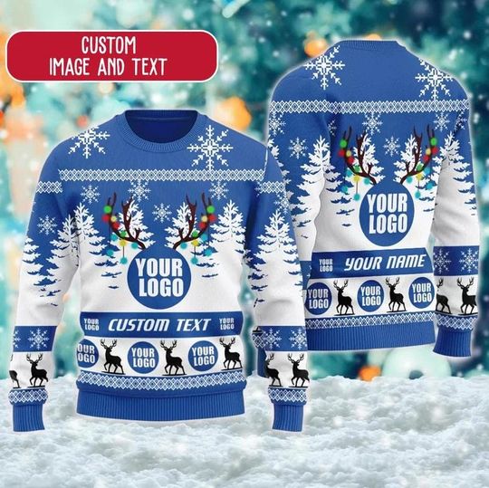 Discover Custom Company Logo Ugly Christmas Sweater, Personalized Logo