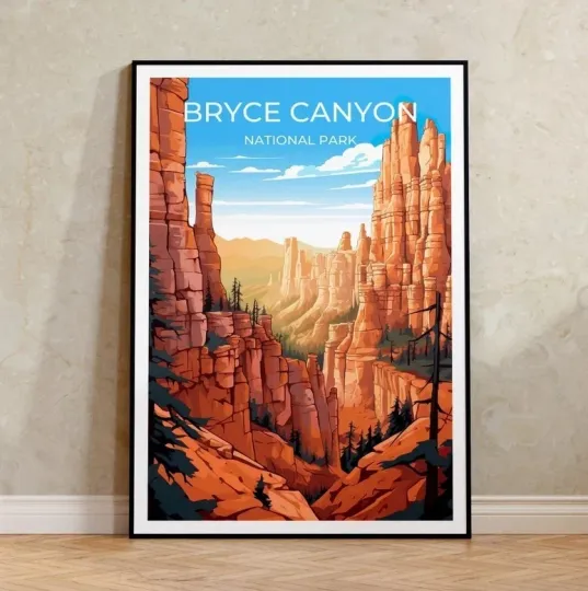 Discover Bryce Canyon Travel Poster, Bryce Canyon Wall Art, Bryce Canyon Print
