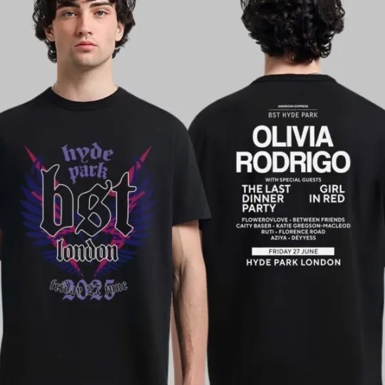 Discover Olivia Rodrigo London 2025 Tee – BST Hyde Park June 27 Show Two-Sided T-Shirt