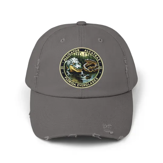 Discover Alligator Alcatraz Florida Everglades Novelty Souvenir Distressed Hat