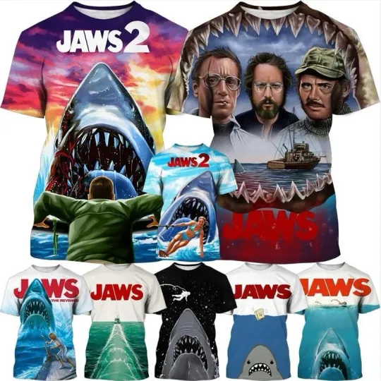 Discover Horror Movie Jaws Shark 3D Print W T-shirt