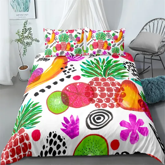 Discover Pineapple Fruit Bedding Set Duvet Cover for Single Double Queen King Size Beds