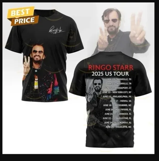 Discover Ringo Starr US Tour 2025 AOP 3D T-Shirt