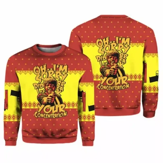 Discover Oh I m Sorry Did I Break Your Concentration Pulp Fiction Ugly Christmas Sweater