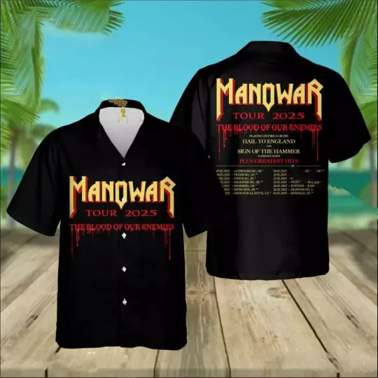 Discover Mano.war The Blood Of Our Enemies Tour 2025 Hawaiian Shirt, shirt US