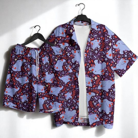Discover Elephan Hawaiian Shirt Tropical Hawaii Set Summer Beach Short Sleeve Shirt