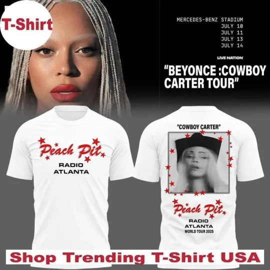 Discover Beyonce Cowboy Carter Peach P Radio Atlanta Tour 2025 White Hoodie Shirt