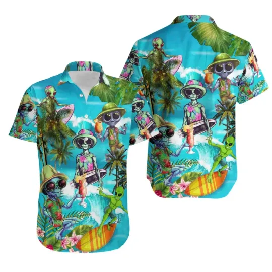 Discover Funny Alien Hawaiian Shirt Unisex's