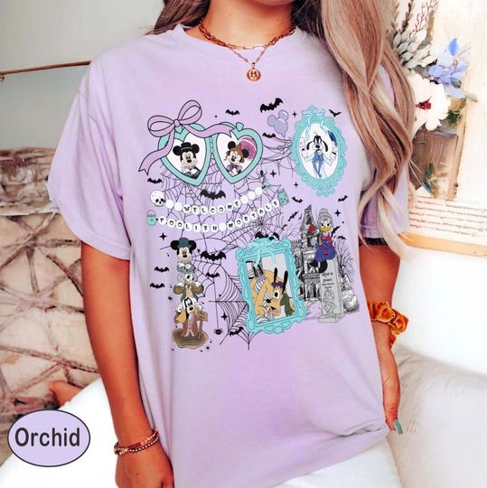 Discover Coquette bow Vintage Disneyyy Halloween Hauntedd Mansionn Shirt