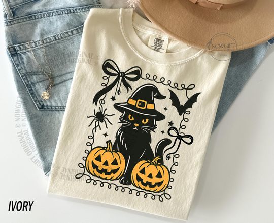 Discover Halloween Shirt, Black Cat Pumpkin Shirt, Halloween Ghost Shirt, Halloween Cat Gift