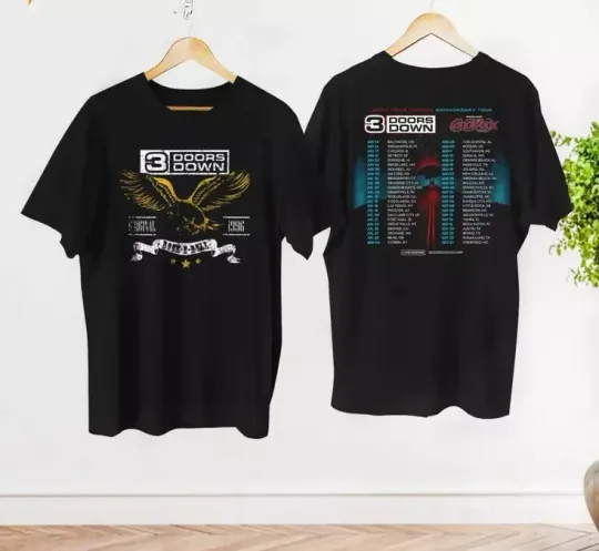 Discover 3 Doors Down Band Away From the Sun Anniversary Tour 2024 T-Shirt