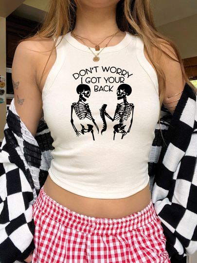 Discover Don't Worry I Got Your Back Racerback | Skeleton Tank Top | Funny Halloween Couple Tee | Spooky Besties Top | Matching Skeleton Apparel