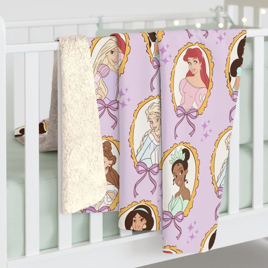Discover Lavender Disneyyy Princess Sherpa Fleece Blanket, Cozy Throw, Nursery Decor